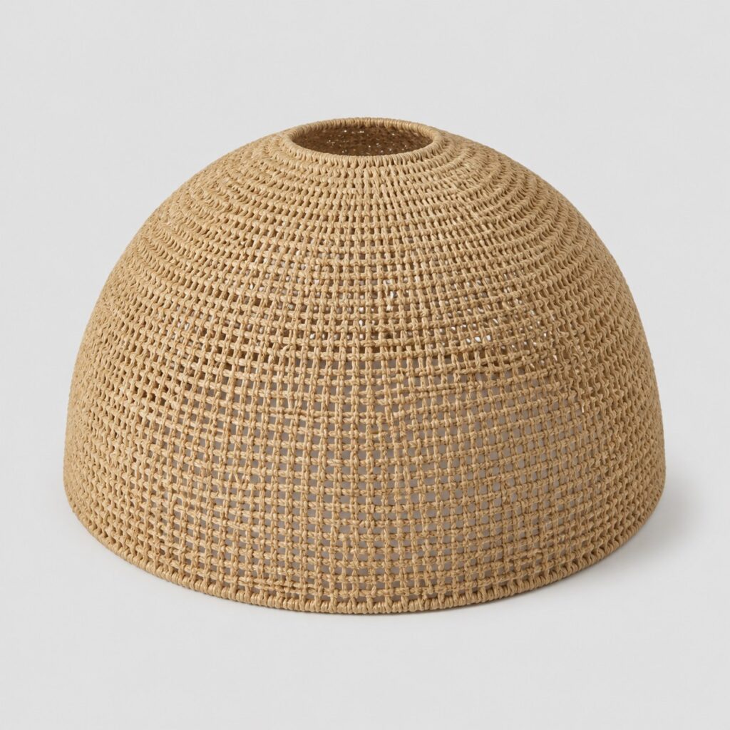 Abat-jour dôme en jute beige de 60 cm sur fond gris clair