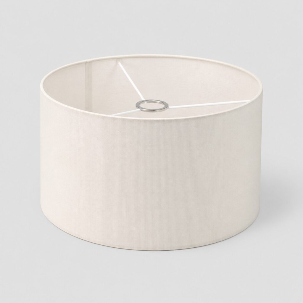Abat-jour cylindrique en coton blanc de 30 cm sur fond gris clair