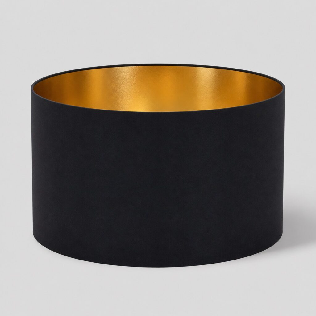 Abat-jour cylindrique en coton noir de 40 cm sur fond gris clair