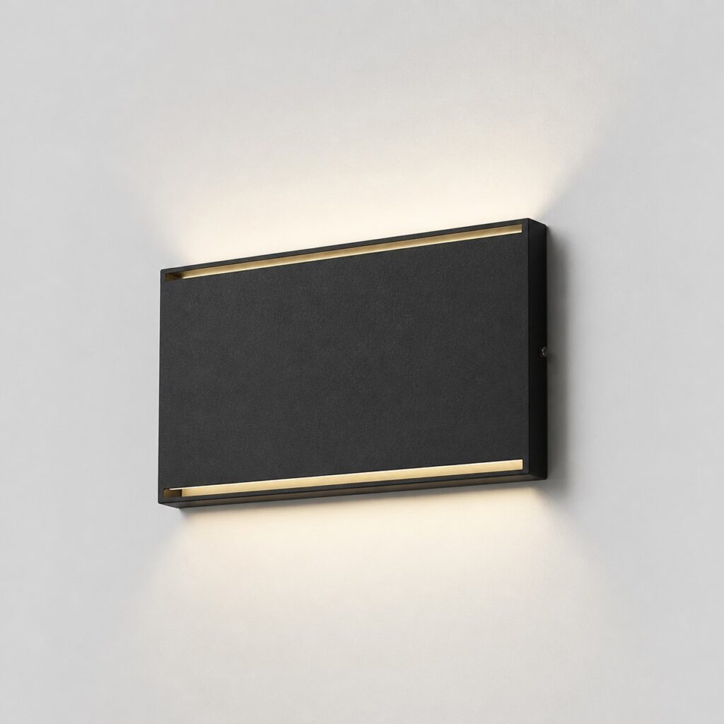 Applique d'escalier plate en aluminium noir de 32 cm à double faisceau