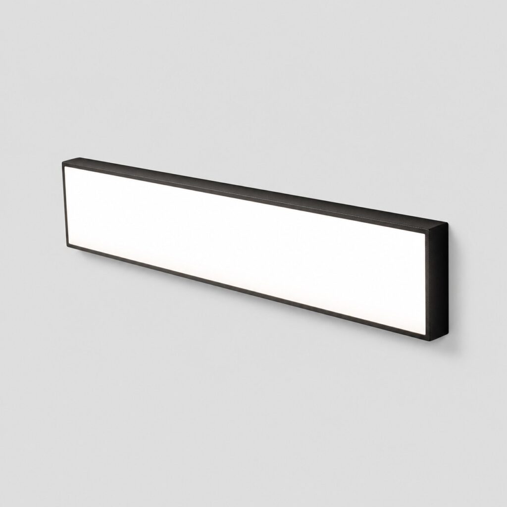 Applique murale LED fine de 36 cm en aluminium noir à bandeau diffusant acrylique