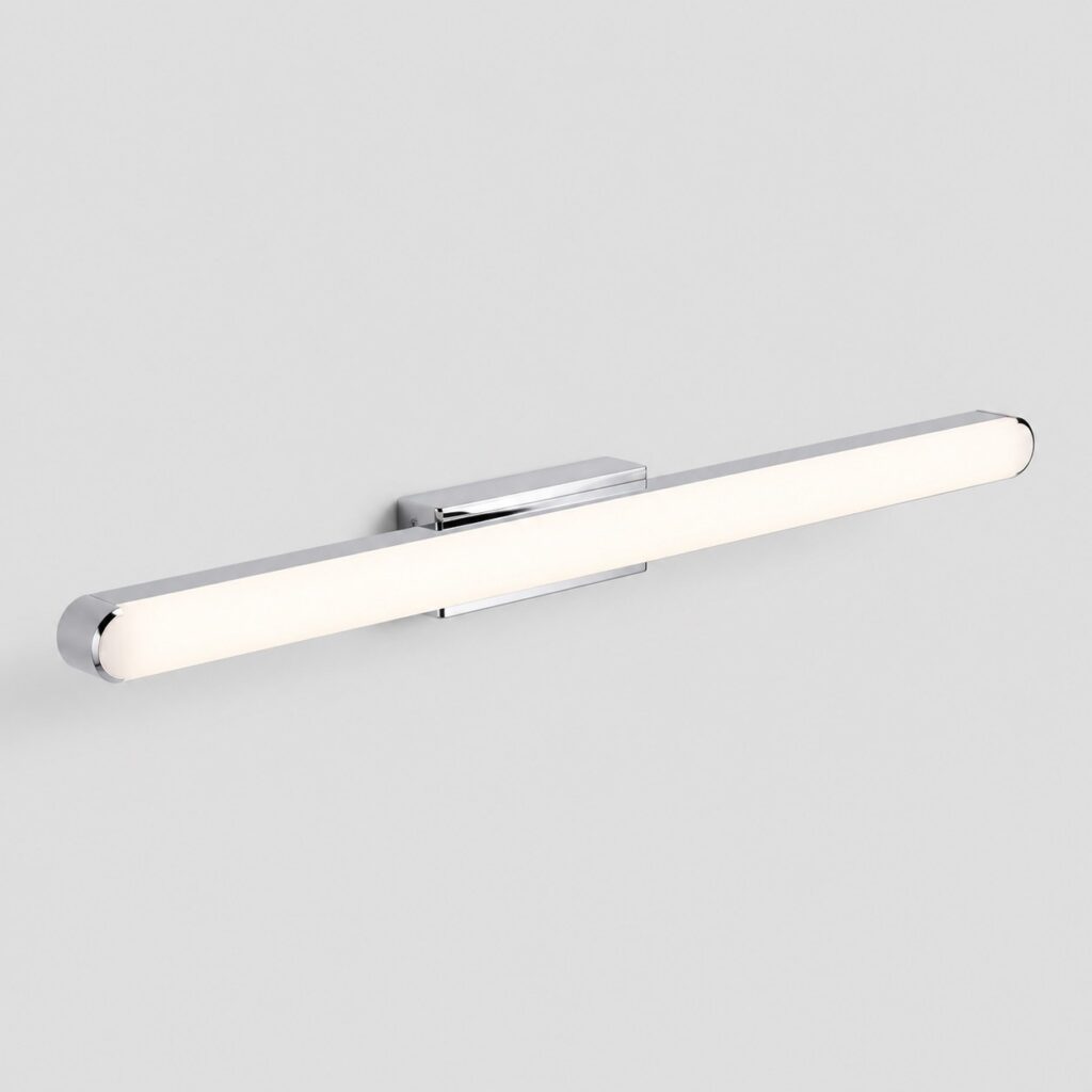 Réglette applique de salle de bain 60 cm en aluminium chromé à diffuseur opalin