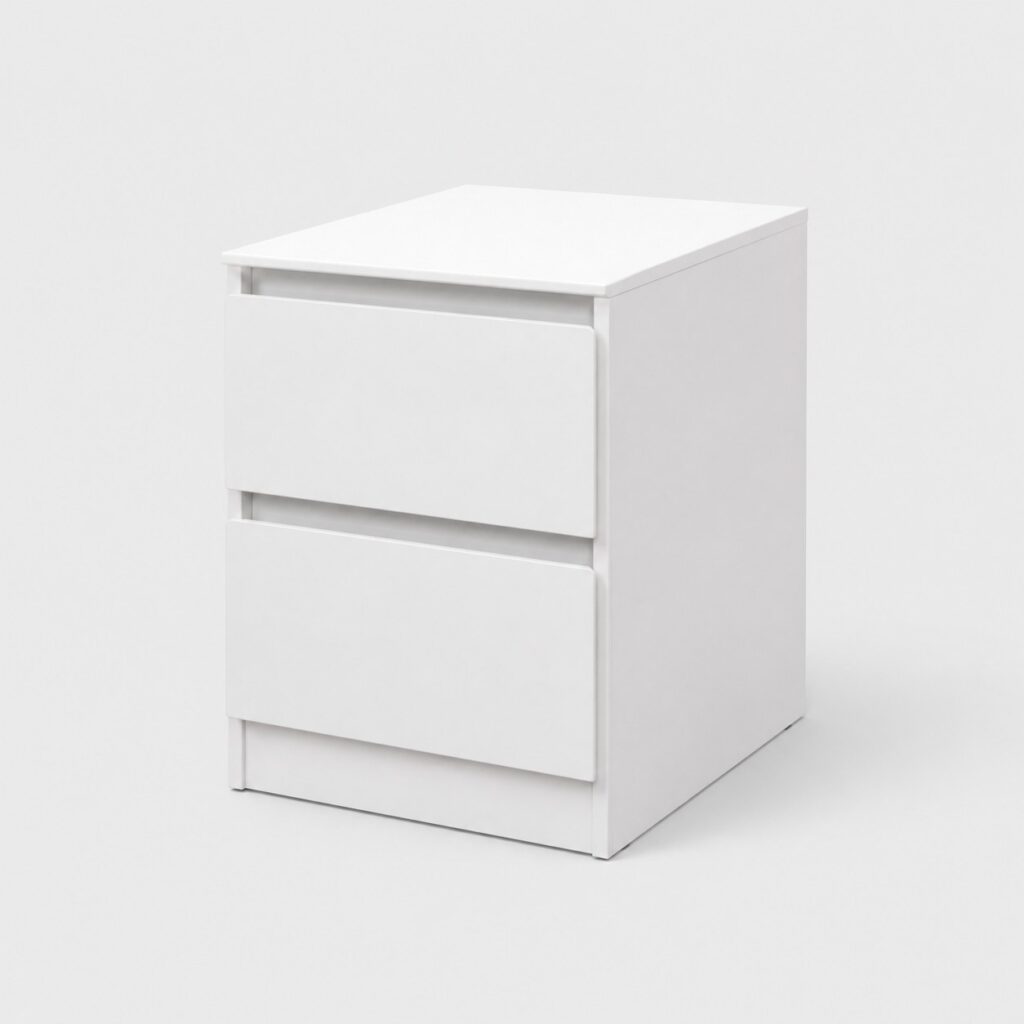 Petite commode 2 tiroirs blanche de 40 cm de large sur 55 de haut