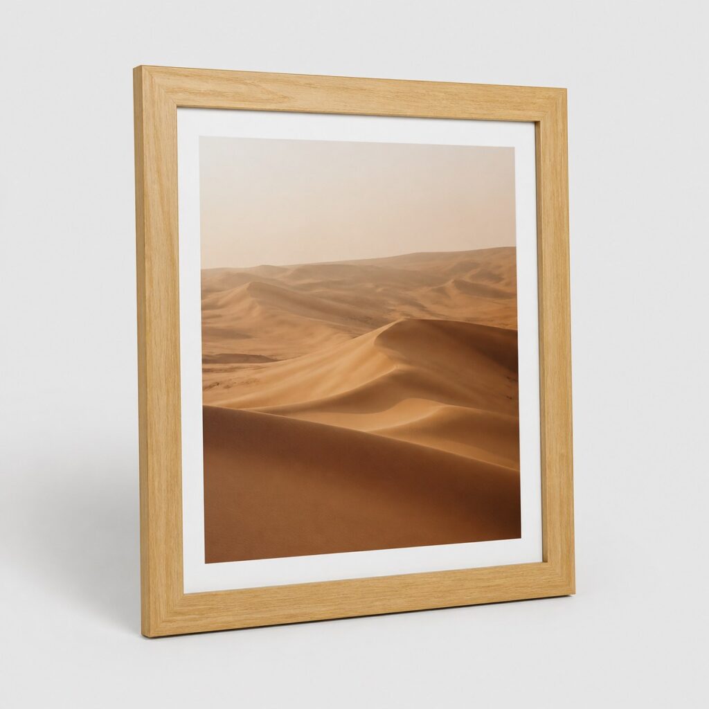 Grand cadre photo 40x50 à moulure bois naturel et vitrage verre