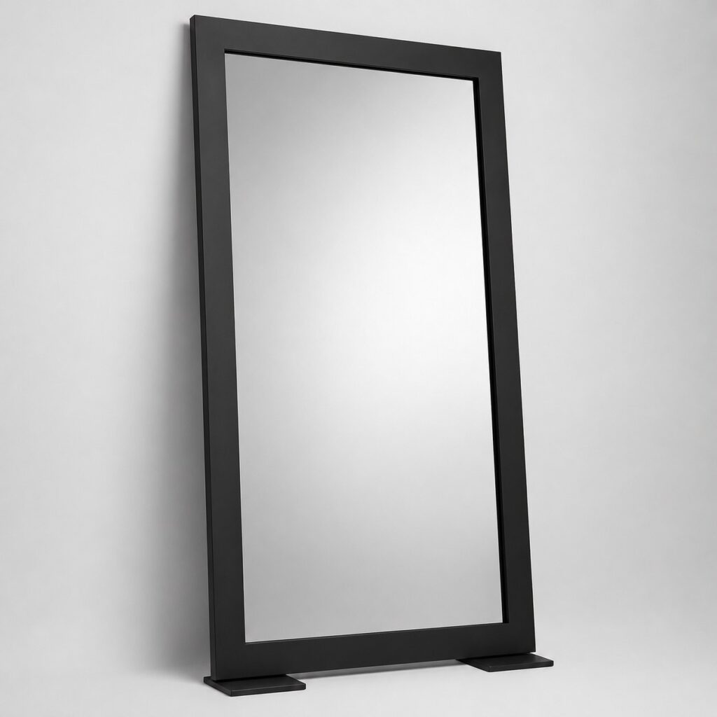 Grand miroir sur pied 180 × 80 cm à cadre métal noir mat