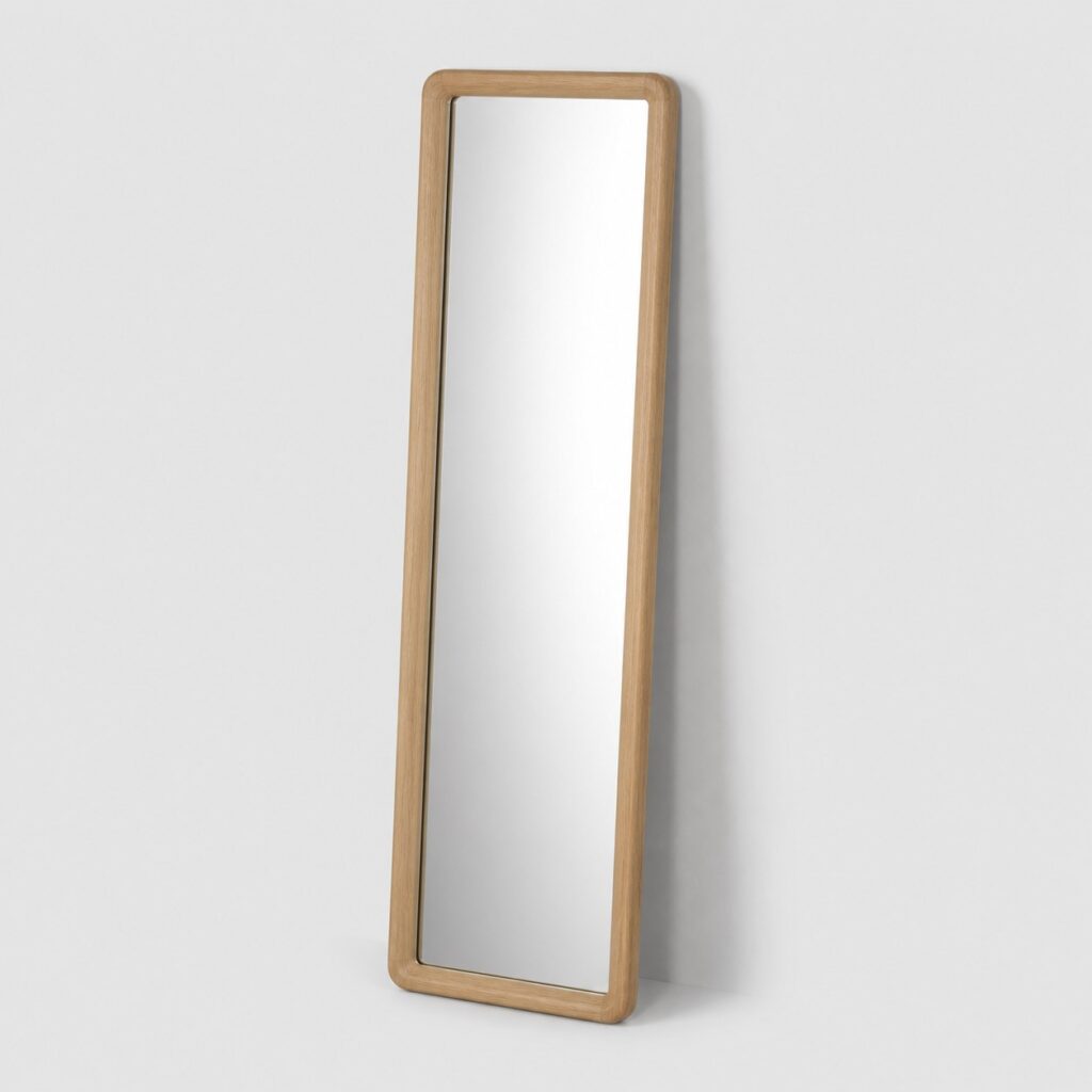 Miroir sur pied 40 × 150 cm à cadre bois teinte chêne naturel