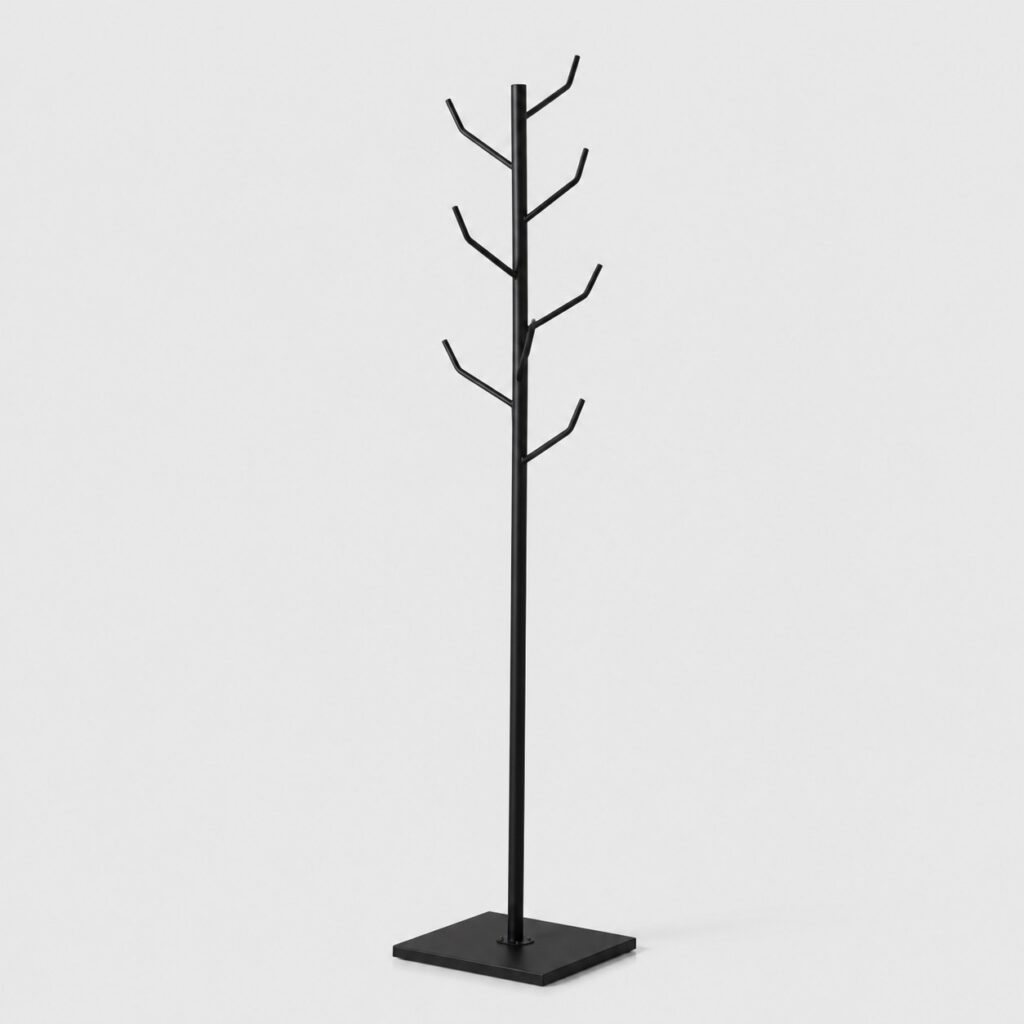 Porte-manteau arborescent noir mat de 180 cm à neuf branches étagées