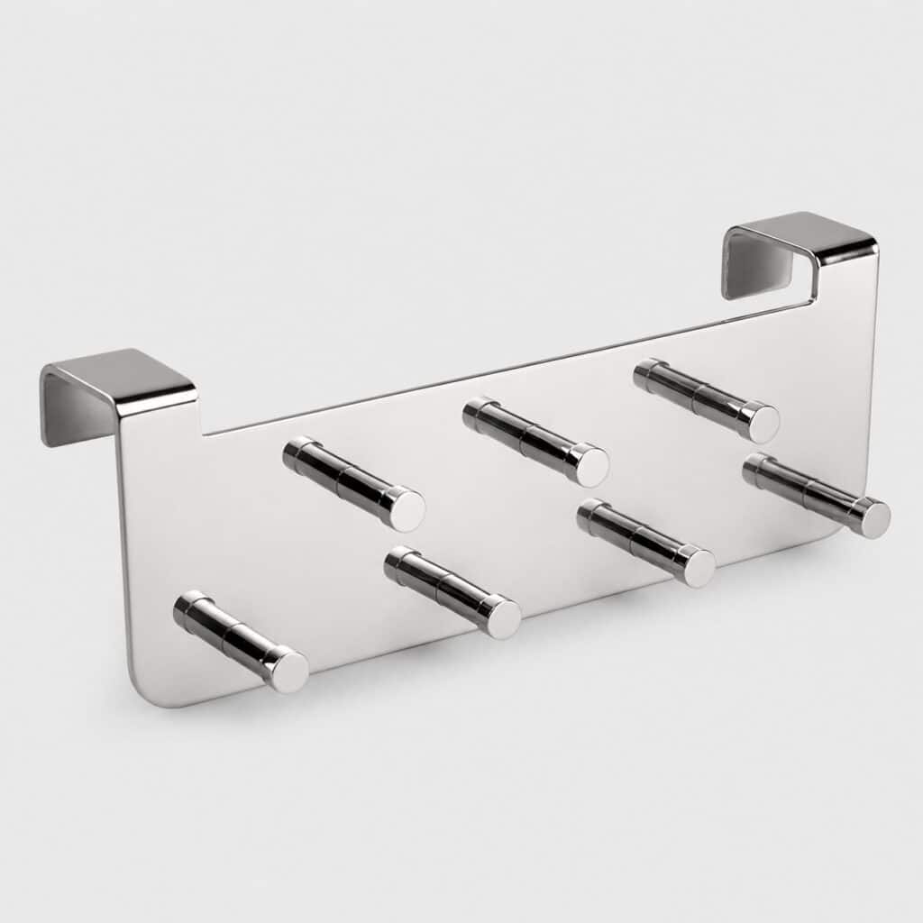 Patère de porte en inox à dix crochets répartis sur trois rangs