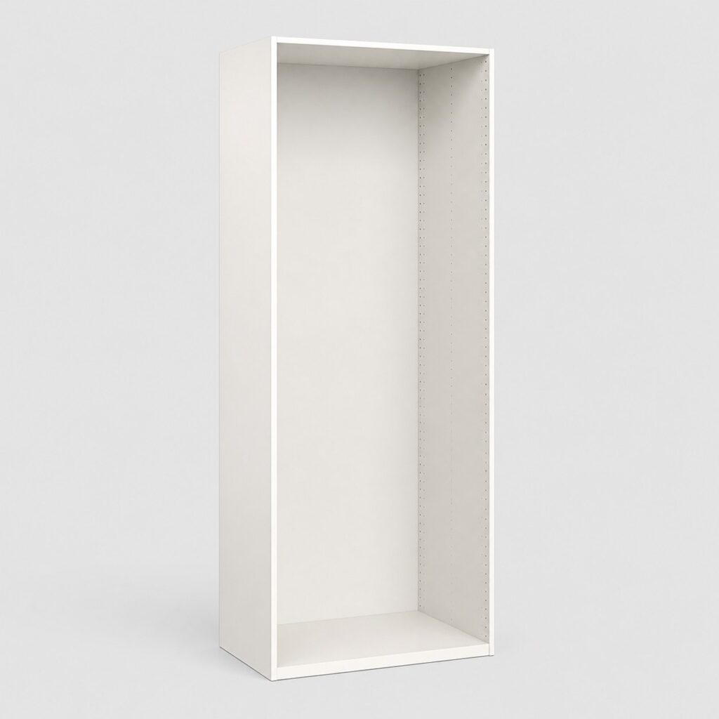 Caisson de dressing nu blanc de 100 × 58 × 236 cm, sans porte ni aménagement